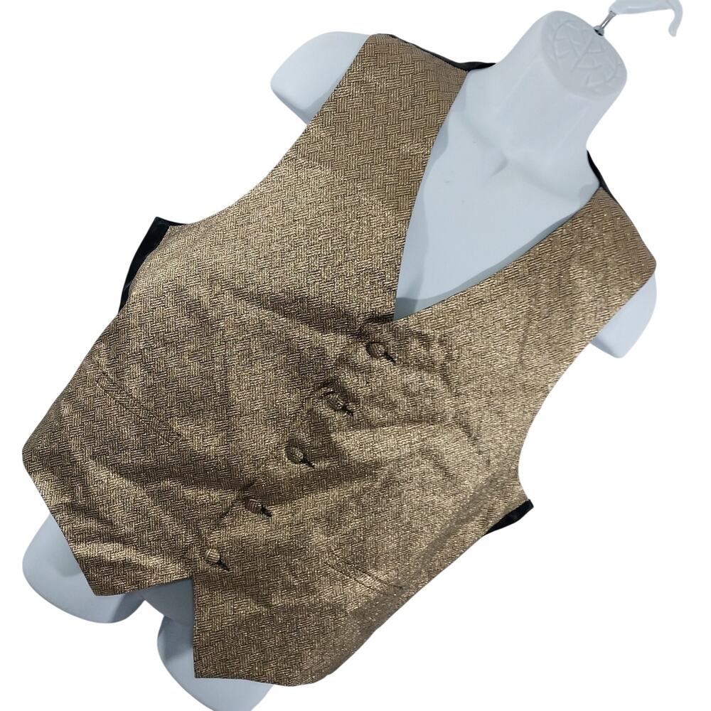 BRACCI! GORGEOUS GOLDEN METALLIC WOVEN LOOK WEAVE FORMAL MEN'S VEST! SZ L